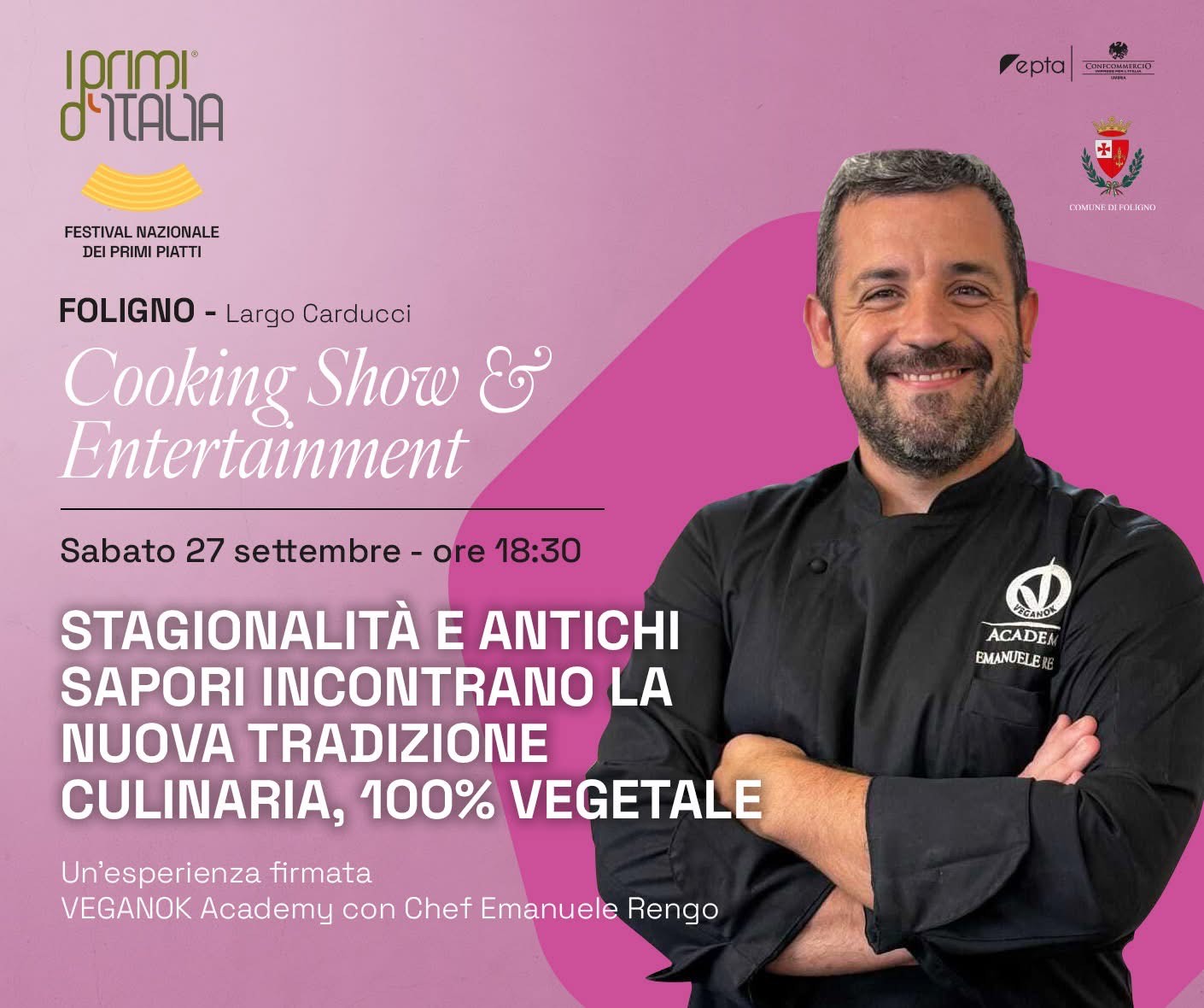 Chef Emanuele Rengo, VEGANOK Academy, a I Primi d'Italia 2025 a Foligno